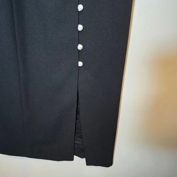 Vintage 1990's Liz Claiborne Black White Midi with Criss Cross Back, Sz 8 - Picture 3 of 9